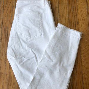 Ann Taylor Loft White Frayed Jeans